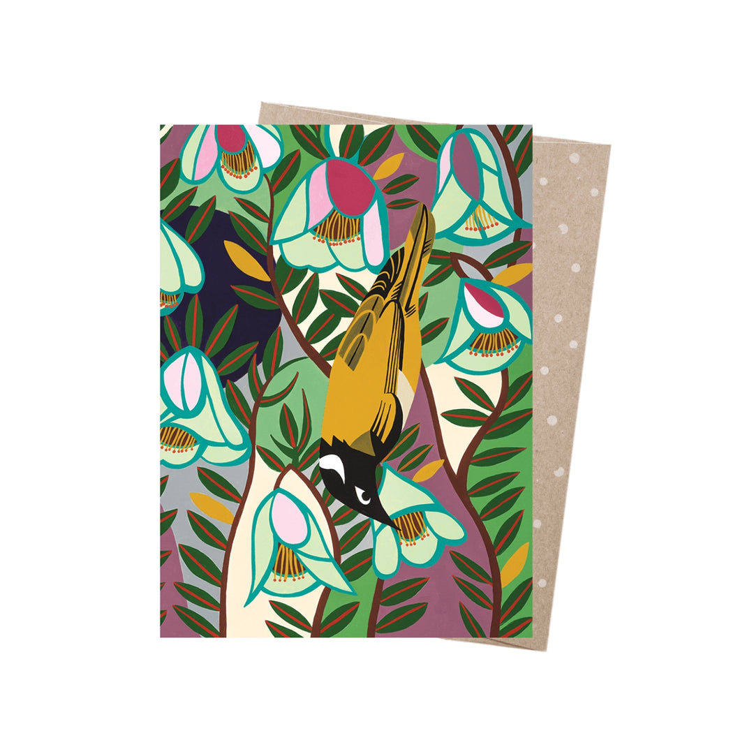 Eco friendly, 100% recycled, Australian bird greeting card featuring artwork by Western Australian artist Helen Ansell. The lifecycle of this product is carbon offset with an additional 10% of profit donated to care for native wildlife and restore habitat.