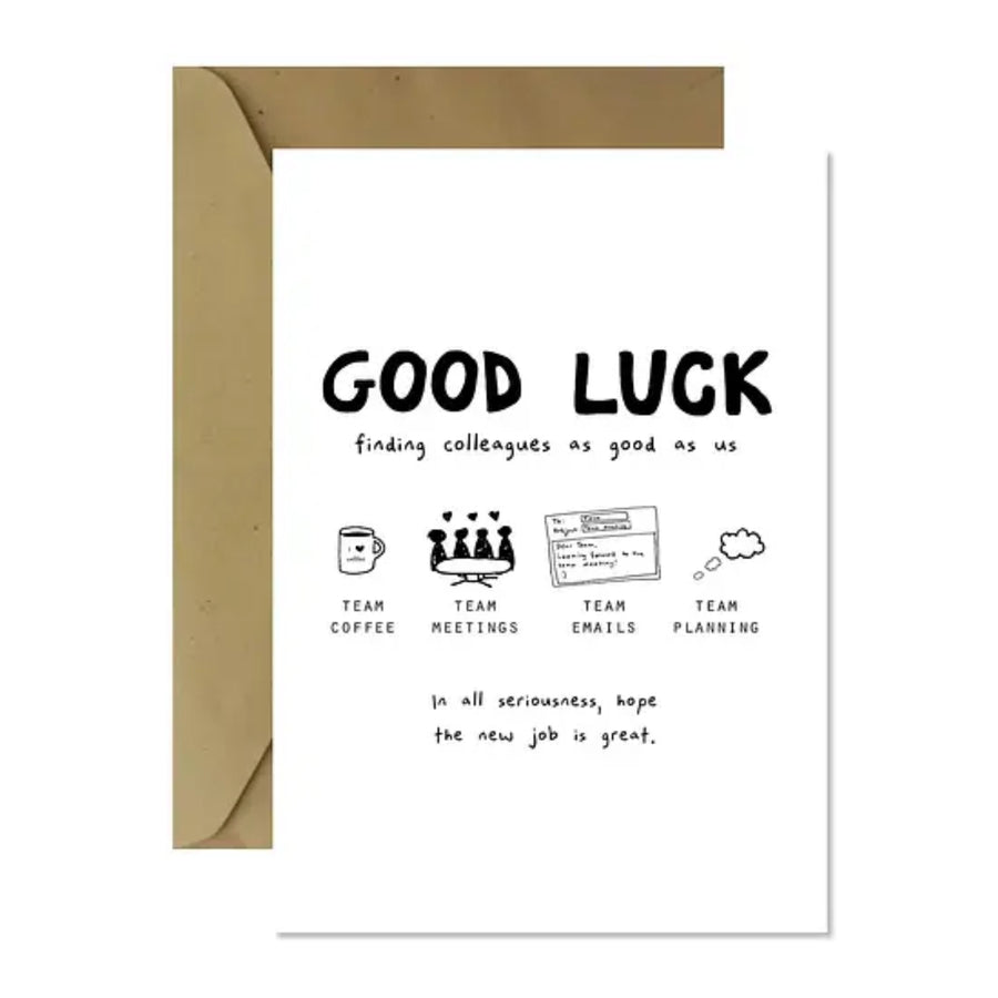 minimalist black and white greeting card for colleagues leaving, a quirky greeting card for a colleague leaving the company