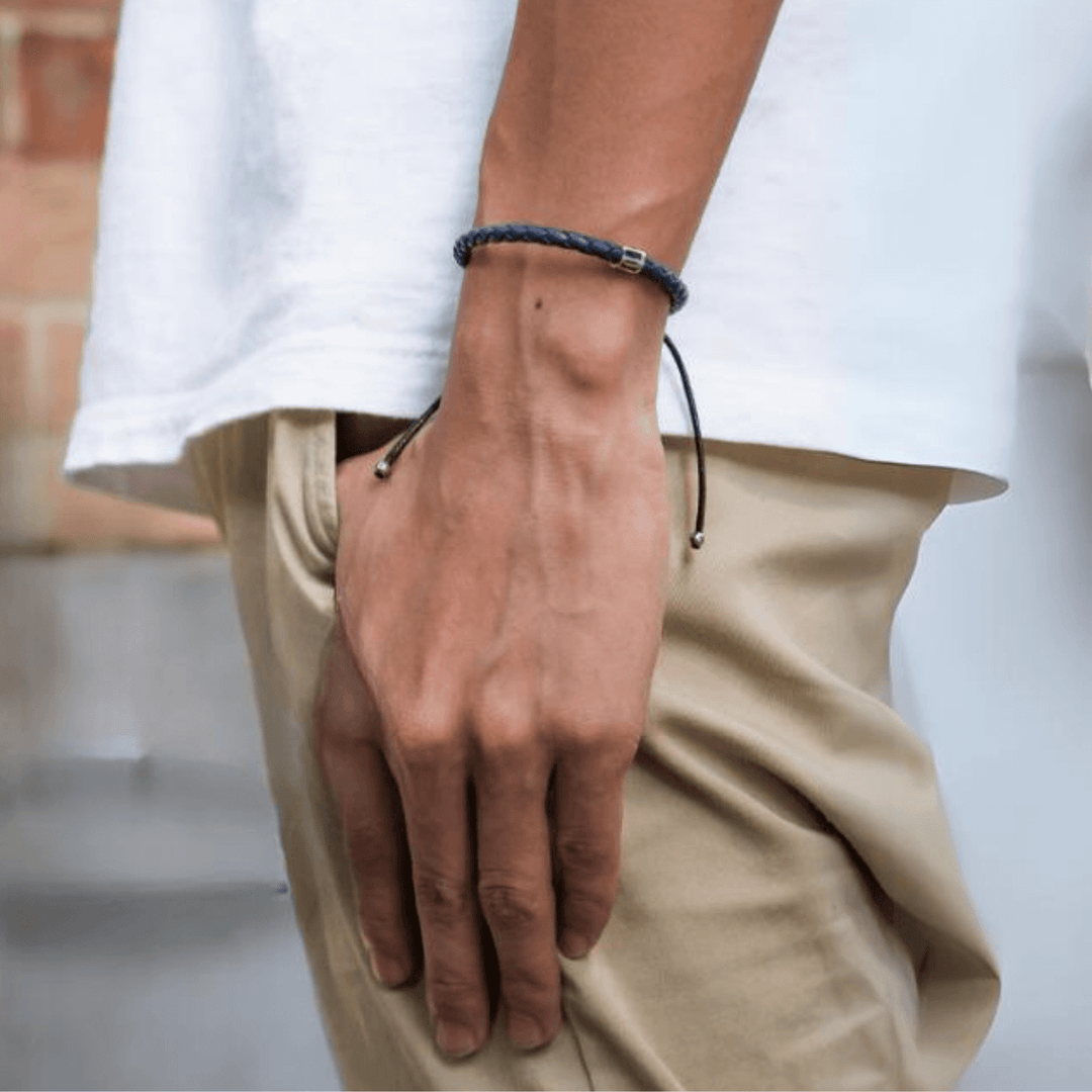 Eden - Blue Leather Men's Bracelet - Be Their Voice