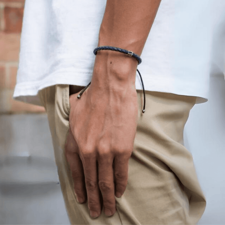 Eden - Blue Leather Men's Bracelet - Be Their Voice