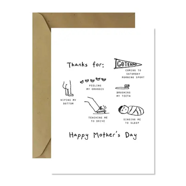 minimalist black and white mother's day greeting card, fun greeting card for mother's day