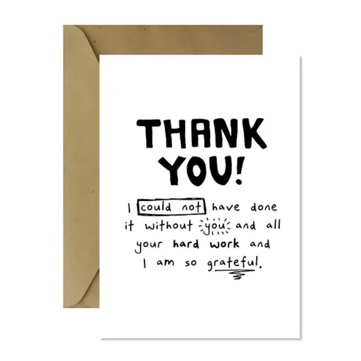 minimalist black and white thank you card, greeting card with thank you message