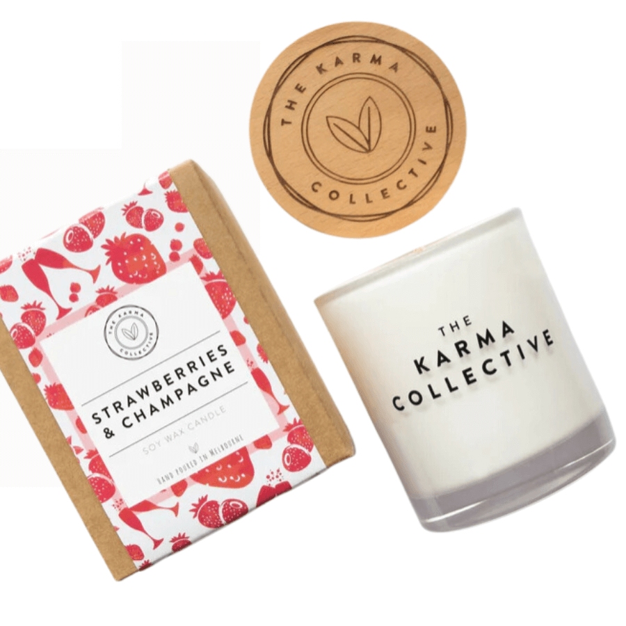 Karma Collective Strawberries & Champagne Candle - Strawberry Soy Candle