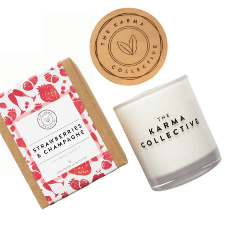 Karma Collective Strawberries & Champagne Candle - Strawberry Soy Candle