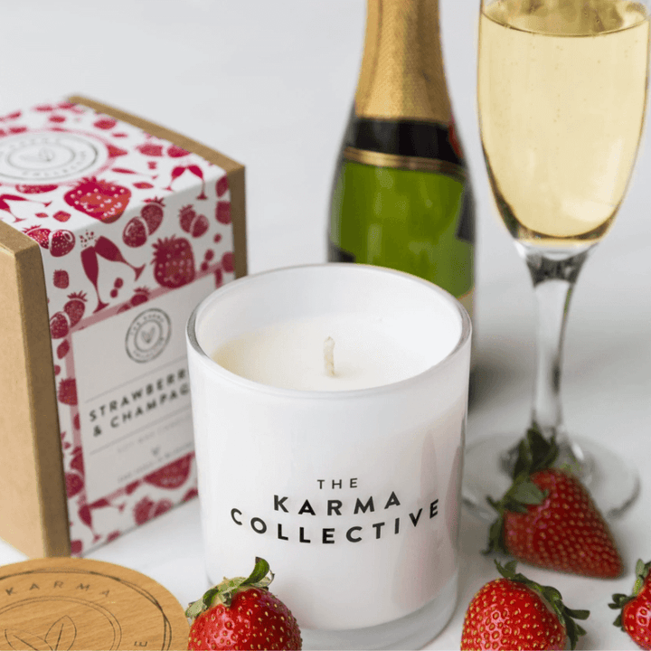 Karma Collective Strawberries & Champagne Candle - Strawberry Soy Candle