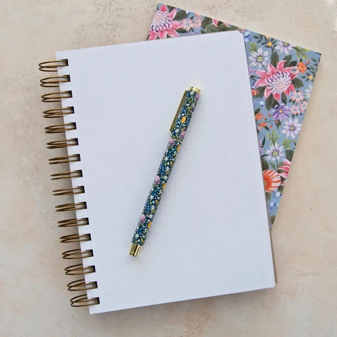 Eco friendly, Australian made lined A5 journal. It contains 200 lined pages within a super sturdy hard cover, which features inspiring native botanical artwork by Australian artist Jayne Branchflower. 