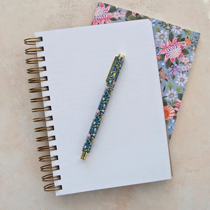 Eco friendly, Australian made lined A5 journal. It contains 200 lined pages within a super sturdy hard cover, which features inspiring native botanical artwork by Australian artist Jayne Branchflower. 