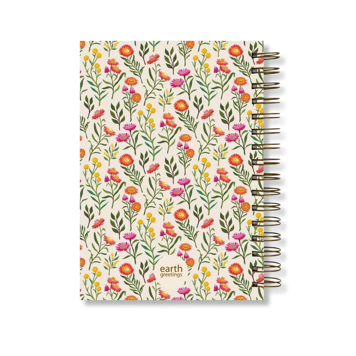 A5 Journal (Lined) - Everlasting Love.
Eco Friendly, Australian Made Lined A5 Journal
Be inspired to pen your thoughts, dreams and stories inside this chunky spiral bound journal. It contains 200 lined pages within a super sturdy hard cover, which features inspiring native flora and fauna artwork by Australian artist Negin Maddock. 