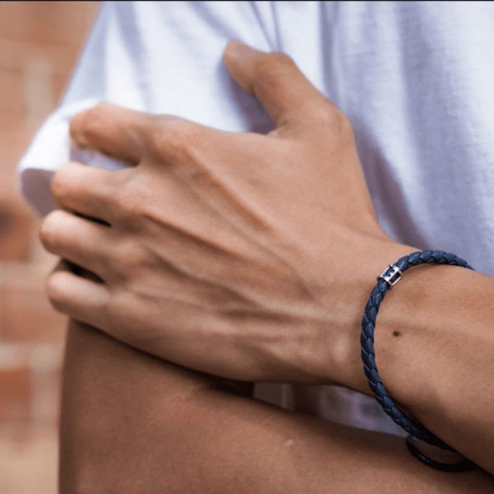Eden - Blue Leather Men's Bracelet - Be Their Voice