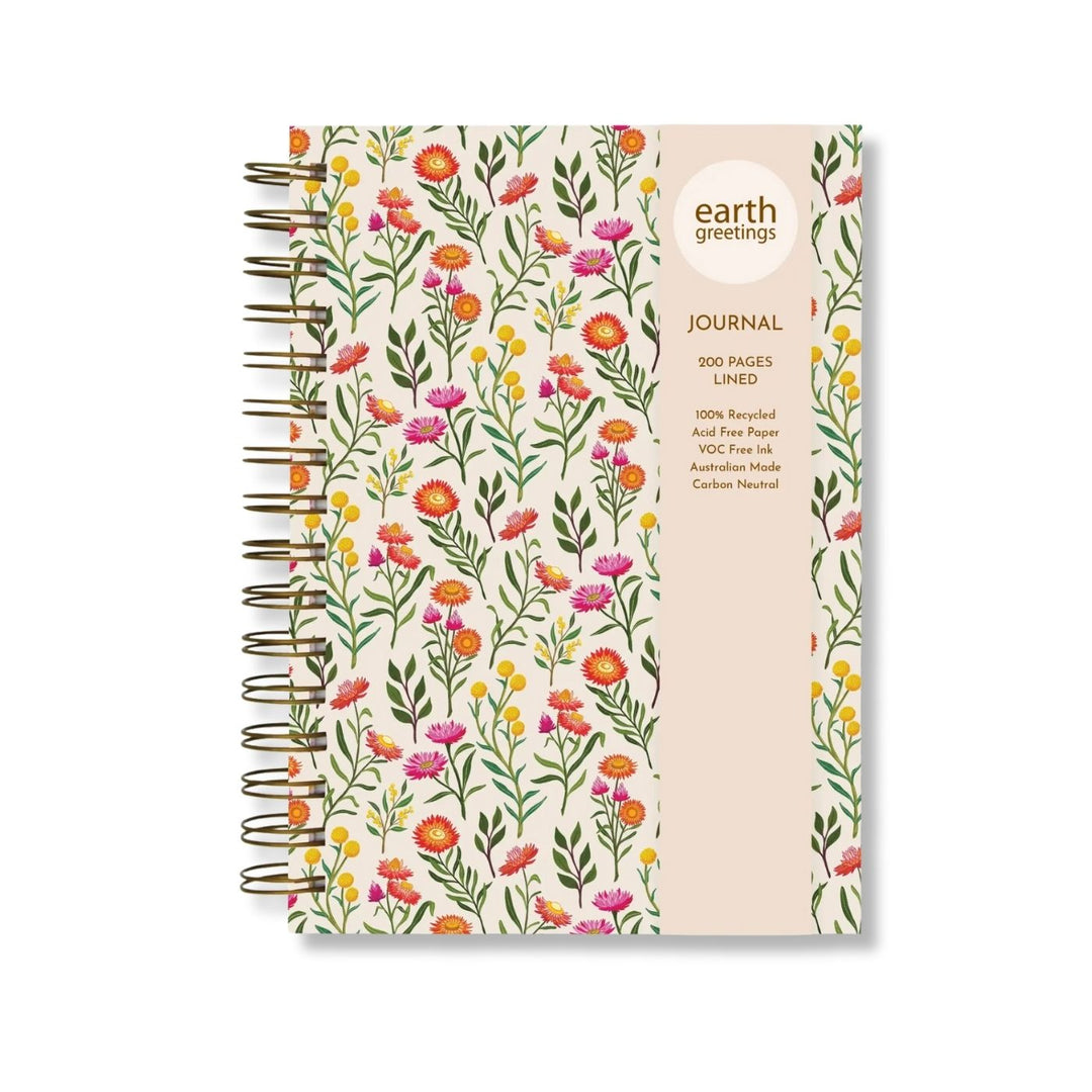 A5 Journal (Lined) - Everlasting Love.
Eco Friendly, Australian Made Lined A5 Journal
Be inspired to pen your thoughts, dreams and stories inside this chunky spiral bound journal. It contains 200 lined pages within a super sturdy hard cover, which features inspiring native flora and fauna artwork by Australian artist Negin Maddock. 