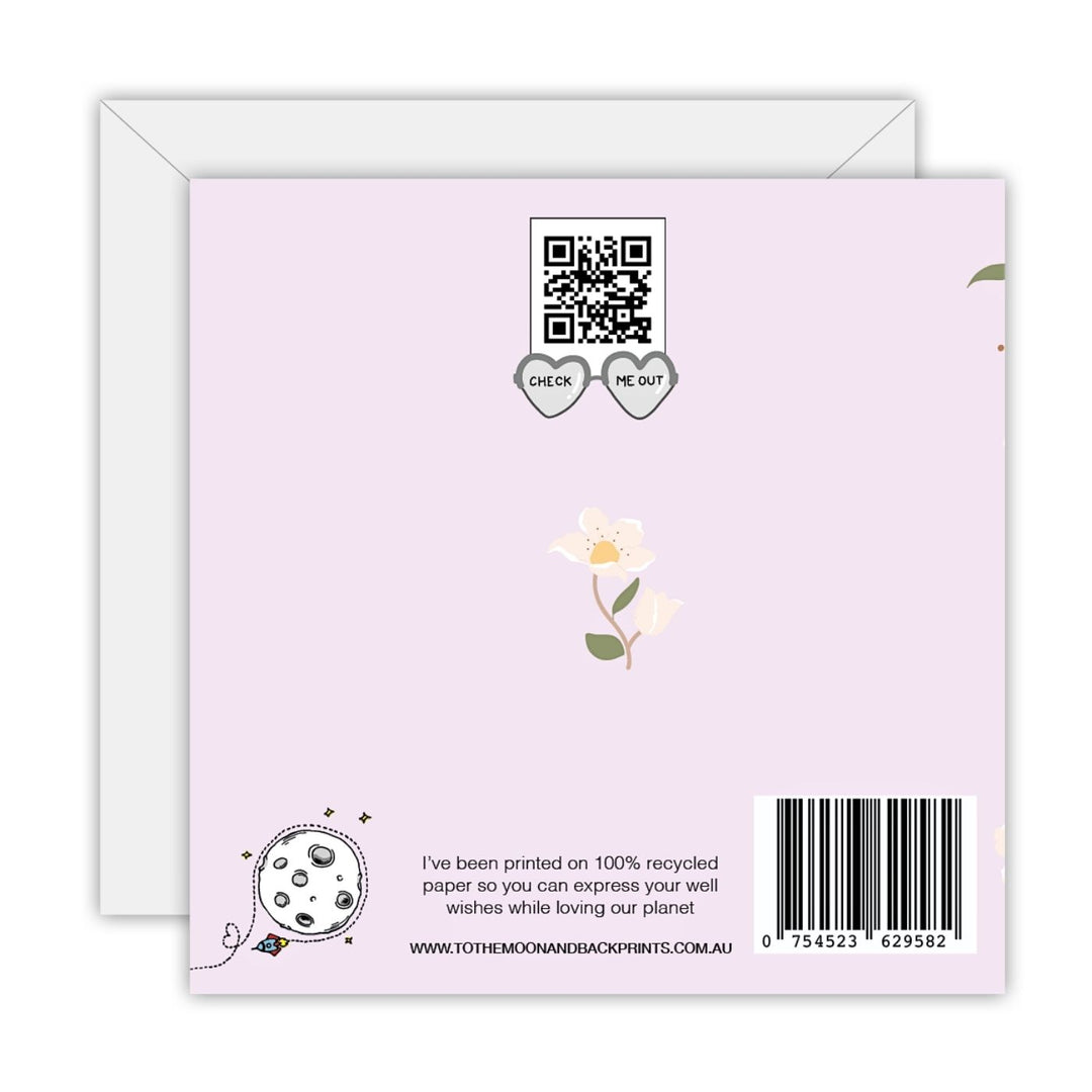 To The Moon & Back Prints Eco Friendly Greeting Card - Happy Birthday. An elegant & timeless floral card to wish someone a happy birthday. Printed on recycled paper & donates 5% to Beyond Blue to support mental health in Australia.