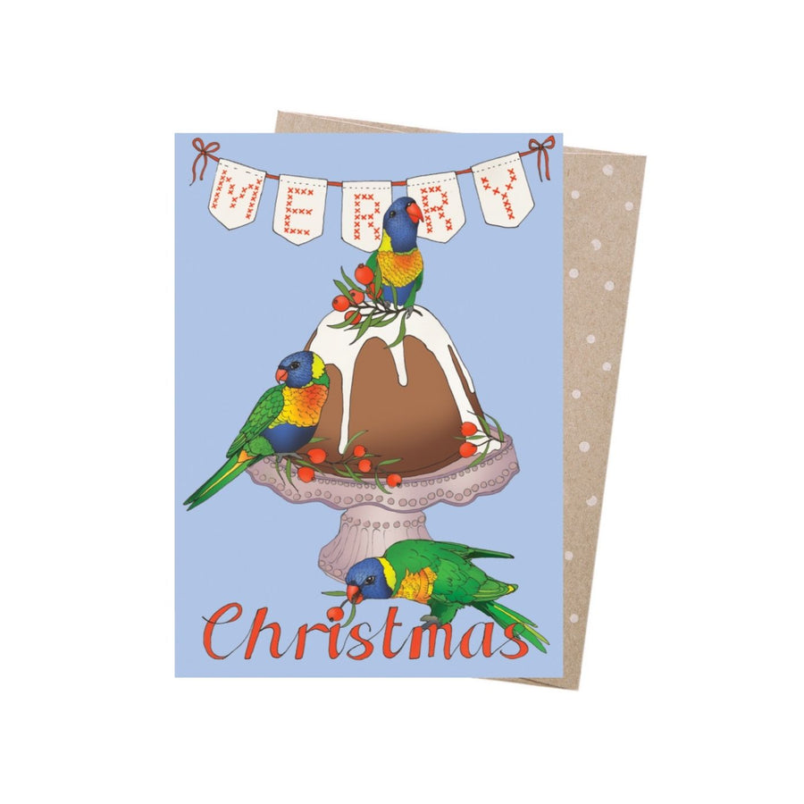 Eco friendly, 100% recycled, Australian made recycled Christmas card featuring Victoria McGrane's unique hand illustrated designs. Blank inside giving you all the space you need for your special message. 