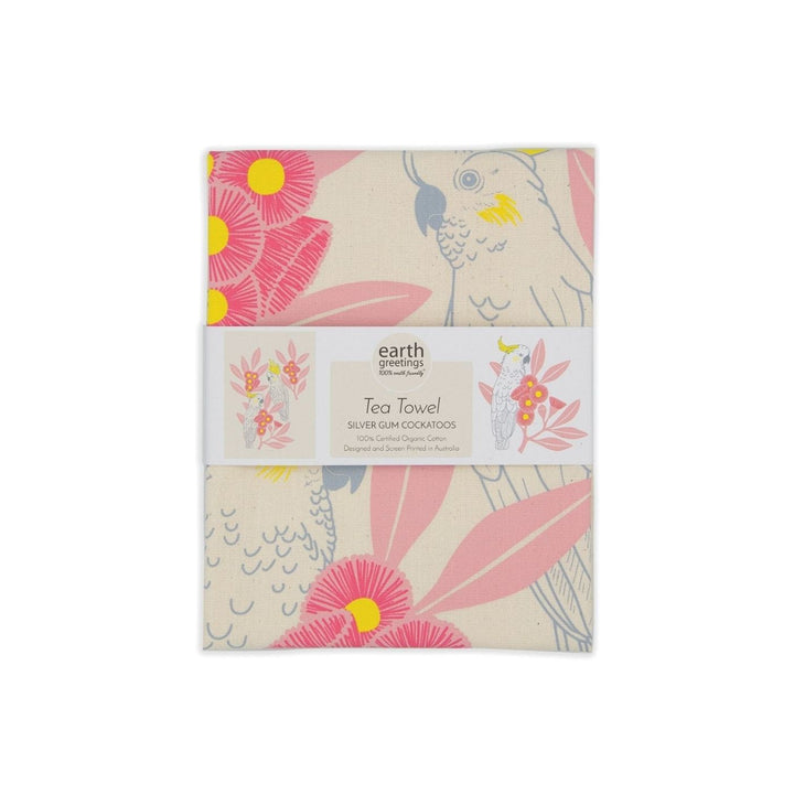 This organic cotton tea towel has fabric that is made from 100% certified organic unbleached cotton, featuring floral illustrations by Australian artist Negin Maddock.