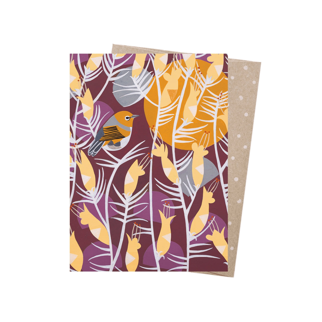 Eco friendly, 100% recycled, Australian bird greeting card featuring artwork by Western Australian artist Helen Ansell. The lifecycle of this product is carbon offset with an additional 10% of profit donated to care for native wildlife and restore habitat.