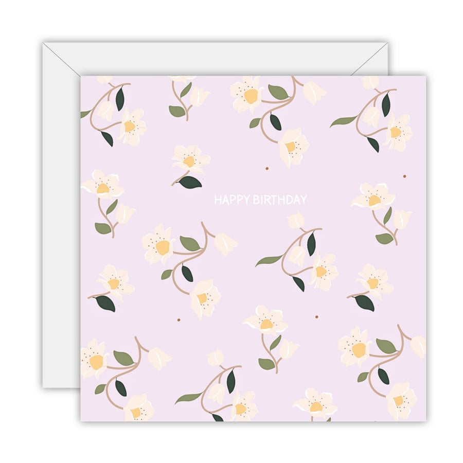 To The Moon & Back Prints Eco Friendly Greeting Card - Happy Birthday. An elegant & timeless floral card to wish someone a happy birthday. Printed on recycled paper & donates 5% to Beyond Blue to support mental health in Australia.