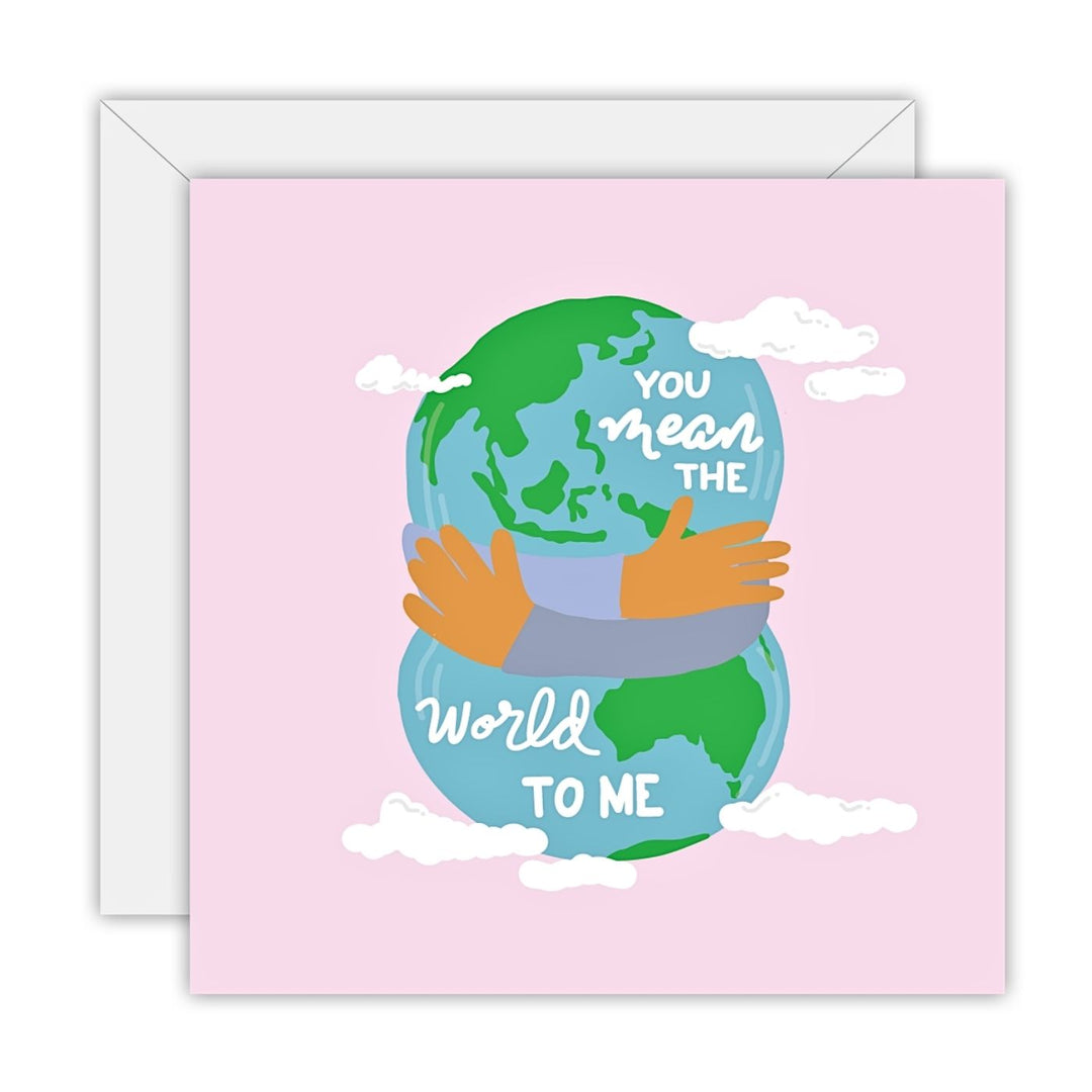 To The Moon & Back Prints Eco Friendly Greeting Card - You Mean The World To Me. Show someone they’re truly special with this heartfelt card. A beautiful way to express that they mean the world to you.
Printed on recycled paper & donates 5% to Beyond Blue to support mental health in Australia.