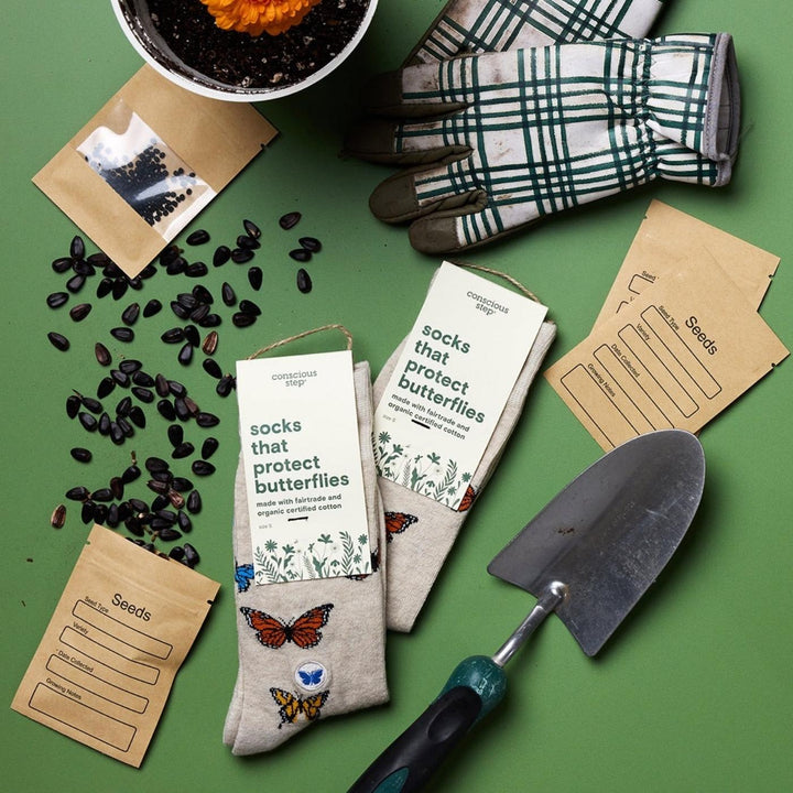 Conscious Step Ethical Socks that Protect Pollinators - Butterlies (3 Pack). These butterfly organic cotton socks support Pollinator Partnership’s global work to protect pollinators and their ecosystems through research and conservation.