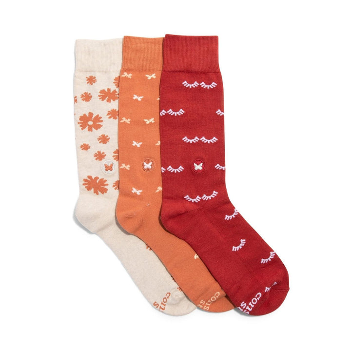 Socks That Stop Violence Against Women Gift Box includes a set of soft, organic-cotton socks. Each pair features a meaningful butterfly embroidery to represent your impact, this gift serves as a reminder to continue to lift our voices to fight for women’s rights.
