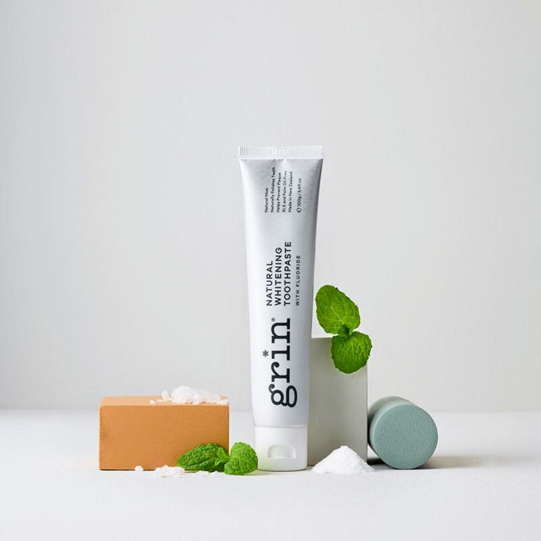 Grin Natural Whitening Toothpaste - Eco-friendly oral wellness: Grin Natural makes toothpaste, brushes & floss with NZ formulas, recycled plastic & giving back to communities.