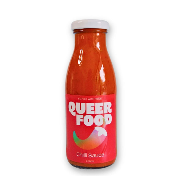 Queer Food Chilli Sauce
 | Spicy Australian chilli sauce with bold flavour and balanced heat. Every bottle supports Queer Food’s LGBTQIA+ community initiatives and giving circles.