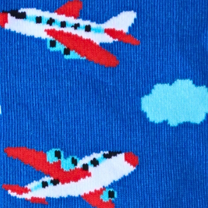 A close up image of Sydney Sock Project Airplane crew socks.