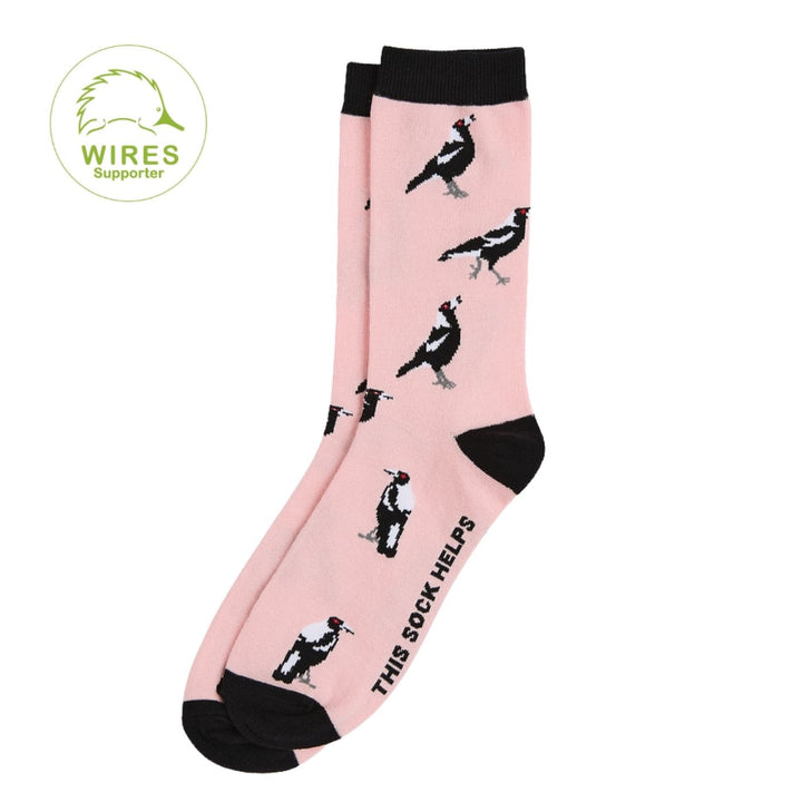 Sydney Sock Project Magpie Crew Socks. With every Sydney Sock Project pair, you support charities creating real change for people and the planet—ethical, impactful, and made to make a difference.