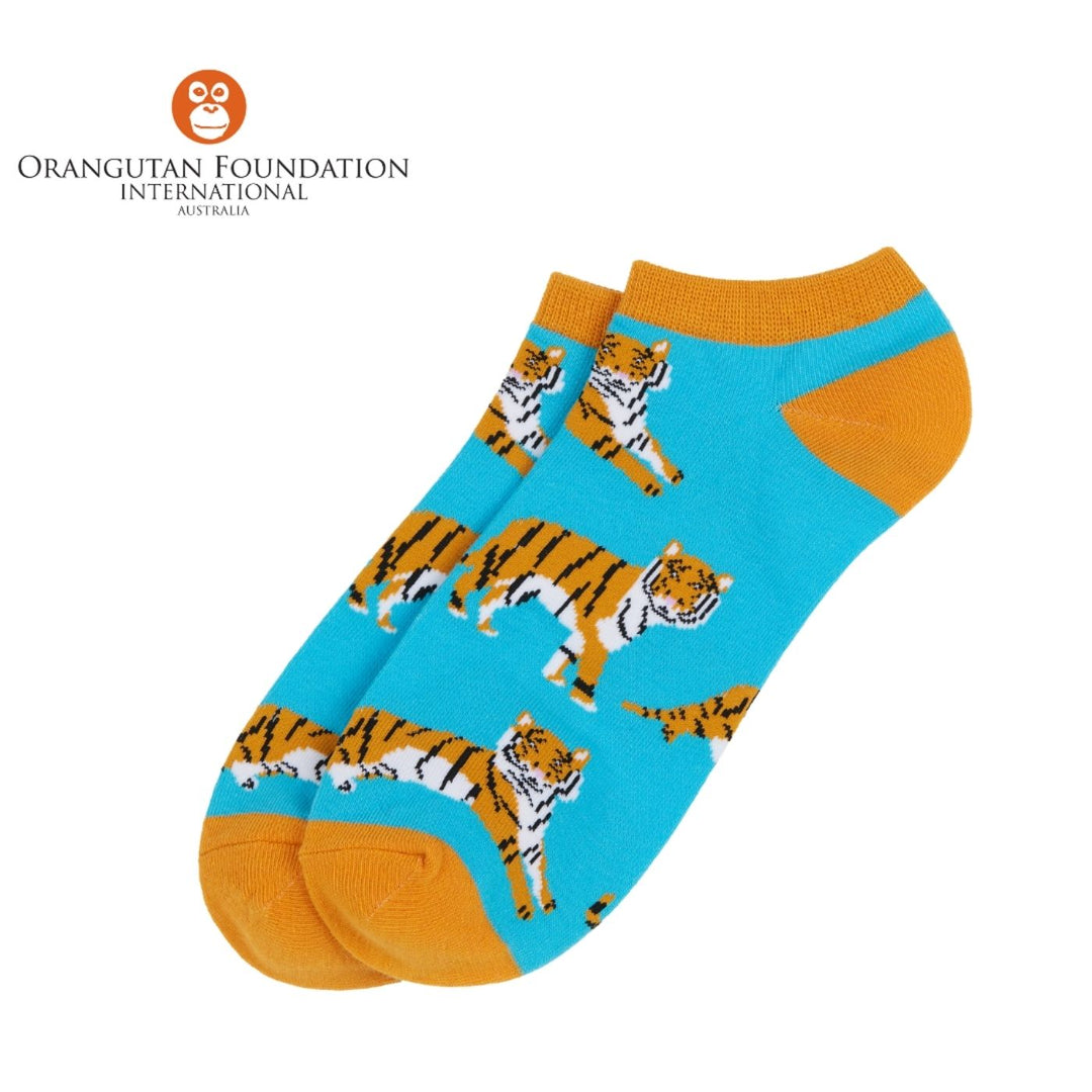 Sydney Sock Project Sumatran Tiger ankle socks. With every pair of Sydney Sock Project socks purchased, you're contributing to meaningful causes. They are dedicated to supporting charities and organisations that strive to make a difference for our people and planet.