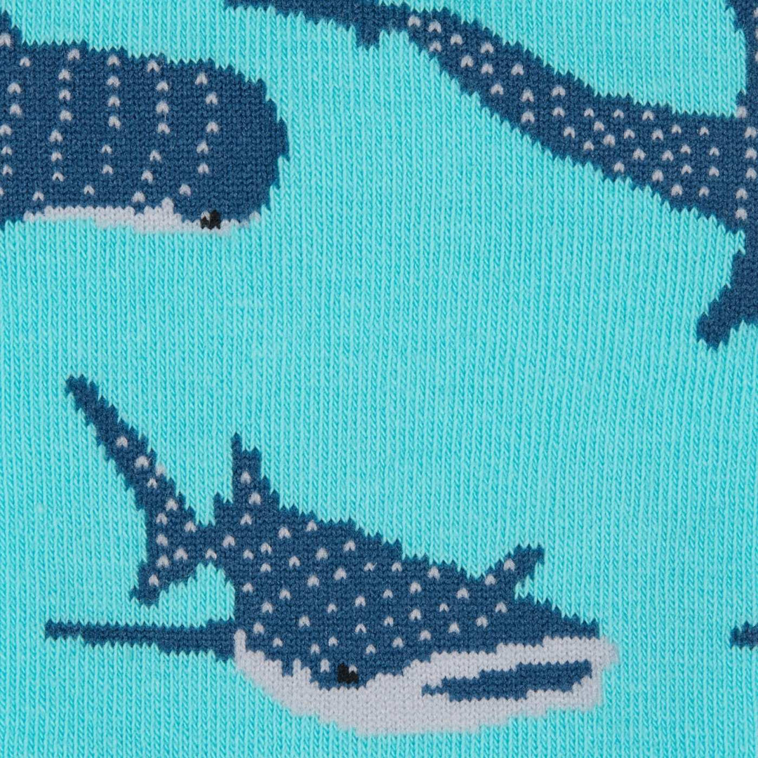 A close up image of Sydney Sock Project Whale Shark crew socks.