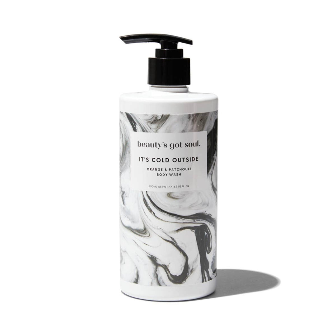 Beauty's Got Soul Home Sweet Home Body Wash 500ml bottle, infused with organic sweet orange and patchouli essential oils. Vegan, cruelty-free, and Australian-made; supports homeless charities.