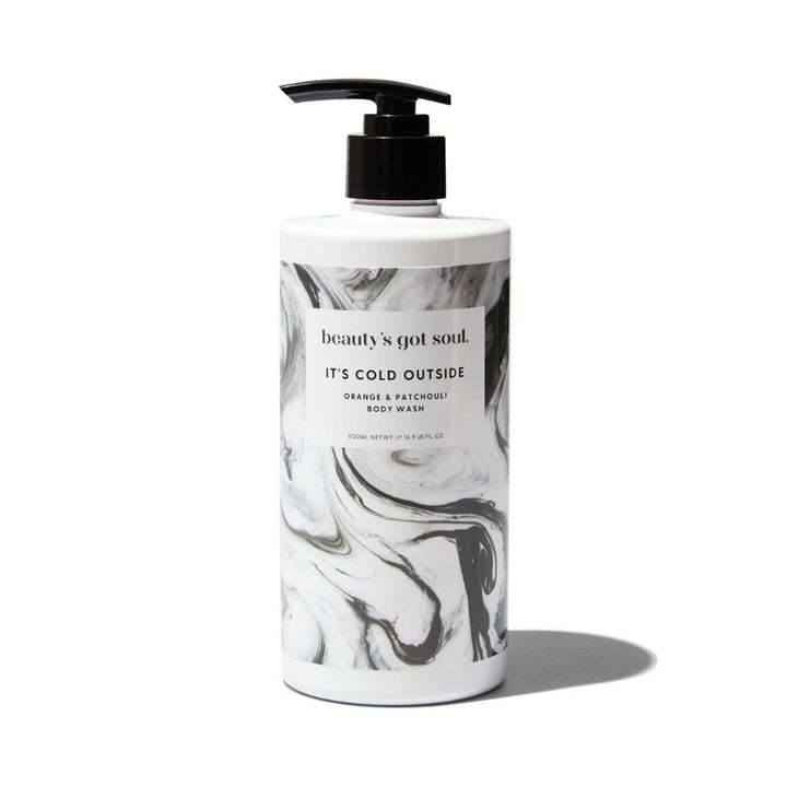 Beauty's Got Soul Home Sweet Home Body Wash 500ml bottle, infused with organic sweet orange and patchouli essential oils. Vegan, cruelty-free, and Australian-made; supports homeless charities.