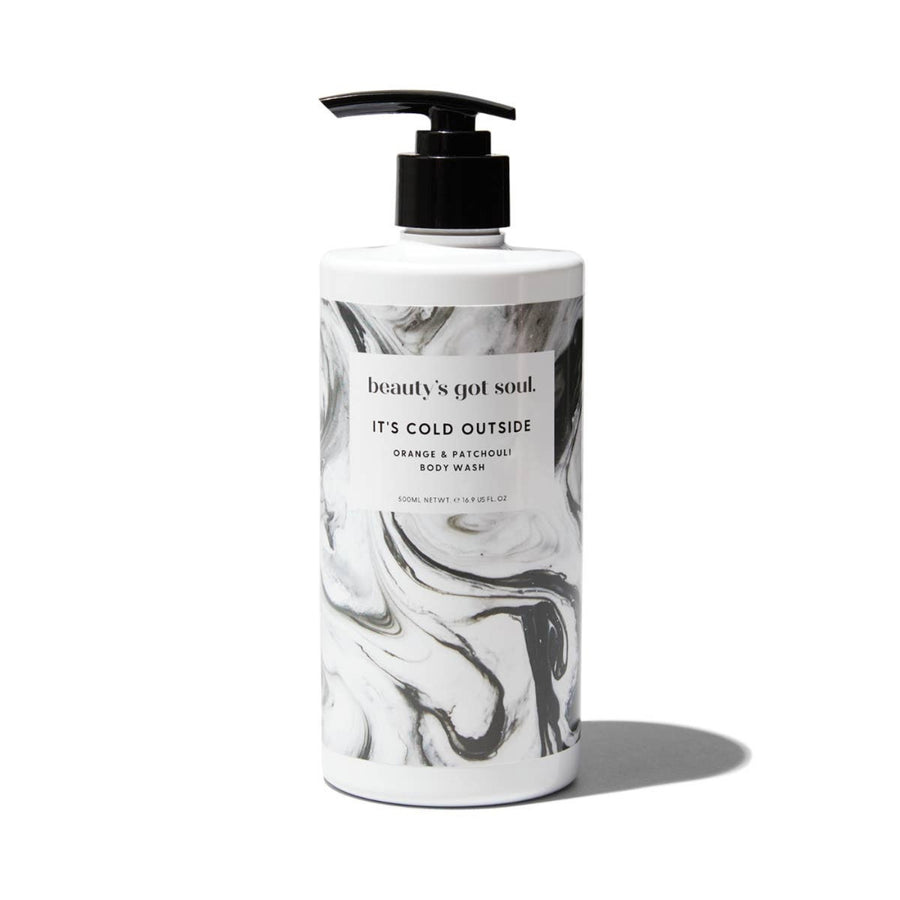 Beauty's Got Soul Home Sweet Home Body Wash 500ml bottle, infused with organic sweet orange and patchouli essential oils. Vegan, cruelty-free, and Australian-made; supports homeless charities.