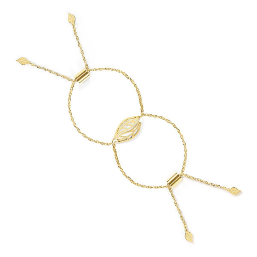 This Eden Embracing Peace Ethical Bracelet with two leaf pendants symbolises connection. Profits support women rescued from trafficking through Eden’s restoration programs.