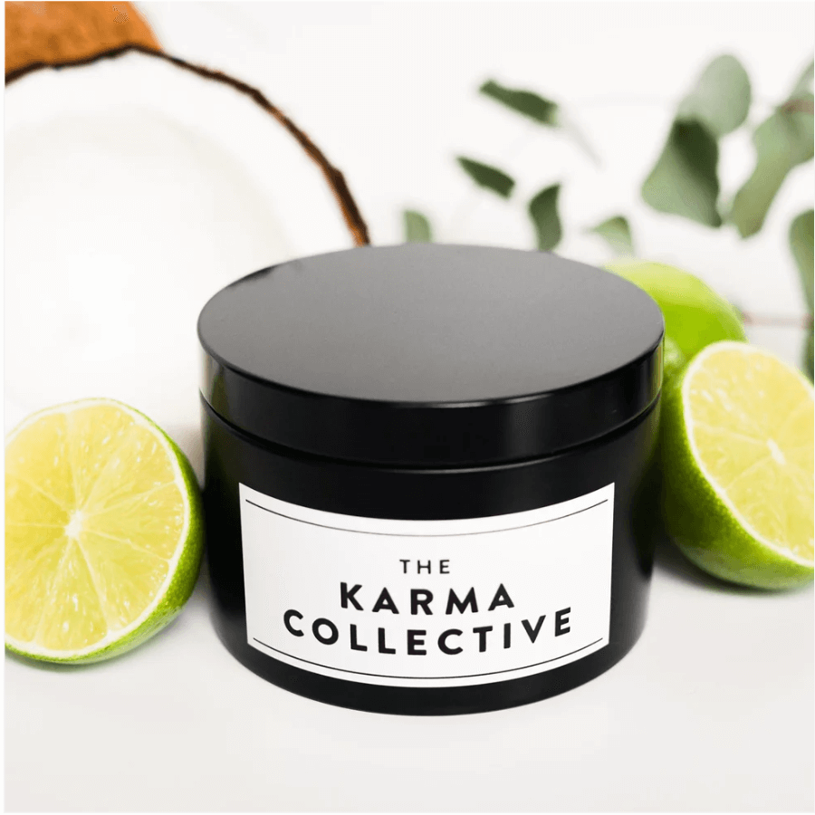 50% of each Karma Collective premium lime, elderflower & coconut soy candle tin profits are donated to World Animal Protection Australia. 20 hours burn time and Australian-made.