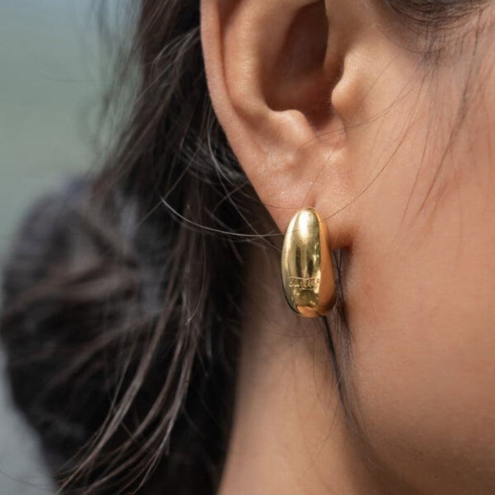 This is Eden Love & Justice Half Hoop Earrings are engraved with powerful words, crafted from 316 stainless steel. Profits support Eden’s anti-trafficking programs.