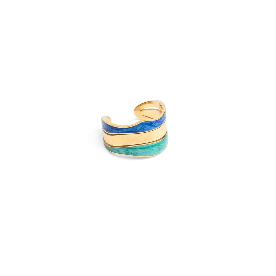 Eden - Parting Waters Ring. Elegant gold-plated ring with a modern open design. A meaningful piece that supports Eden’s work with survivors of trafficking.