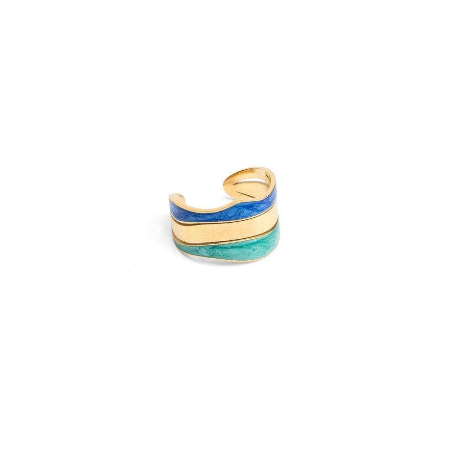 Eden - Parting Waters Ring. Elegant gold-plated ring with a modern open design. A meaningful piece that supports Eden’s work with survivors of trafficking.