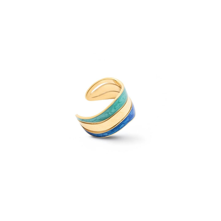 Eden - Parting Waters Ring. Elegant gold-plated ring with a modern open design. A meaningful piece that supports Eden’s work with survivors of trafficking.