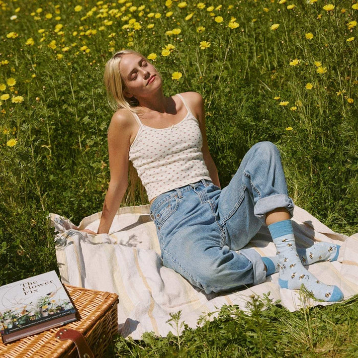 Conscious Step Ethical and Eco Friendly Socks that Protect Pollinators - Bees (3 Pack). These honeybee-themed organic cotton socks support conservation. Each pair helps protect pollinators through a partnership with Conservation International.