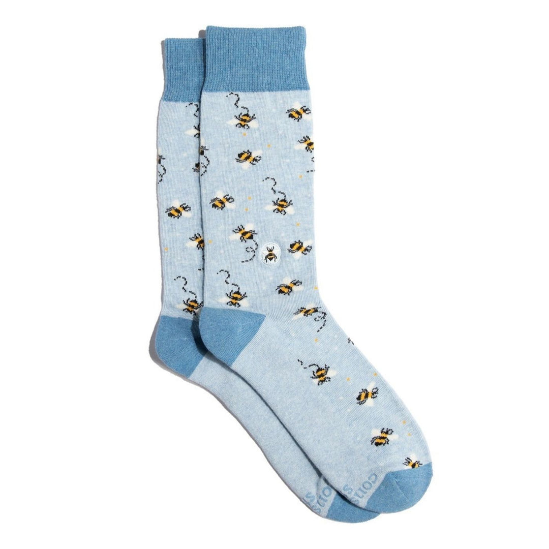Conscious Step Ethical Socks that Protect Pollinators - Bees (3 Pack). These honeybee-themed organic cotton socks support conservation. Each pair helps protect pollinators through a partnership with Conservation International.