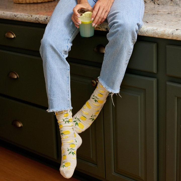 Conscious Step Ethical Socks that Plant Trees - Lemons (3 Pack). These lemon-print organic cotton socks help plant trees & improve lives. Each pair supports Trees for the Future & their work to restore land and fight hunger.