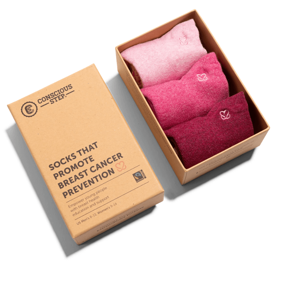 Conscious Step Organic Socks that Promote Breast Cancer Prevention - Boxed Set