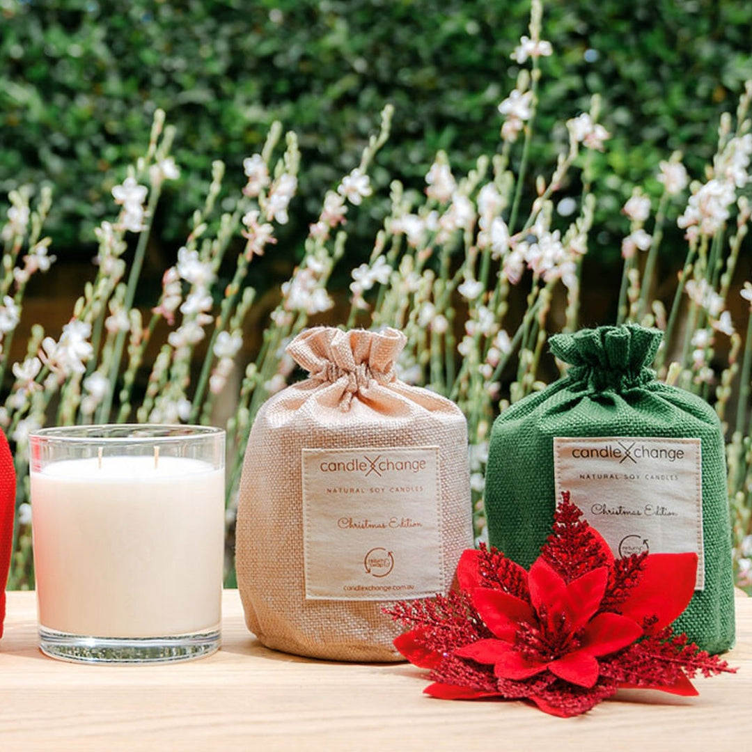 Festive Australian Christmas soy candle with green, citrus and warm spice notes. Clean, long burn made from pure soy wax.