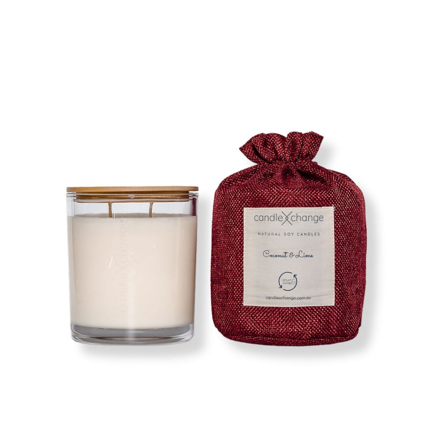 CandleXchange uses pure pressed natural soy wax and cotton wicks to create an even burn up to 80 hours. Organic, with no nasty chemicals and for a good cause.