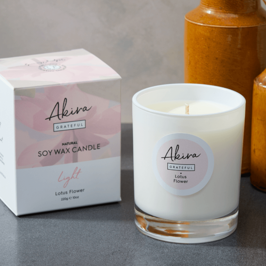 Akira Grateful Lotus Flower Natural Soy Wax Candle