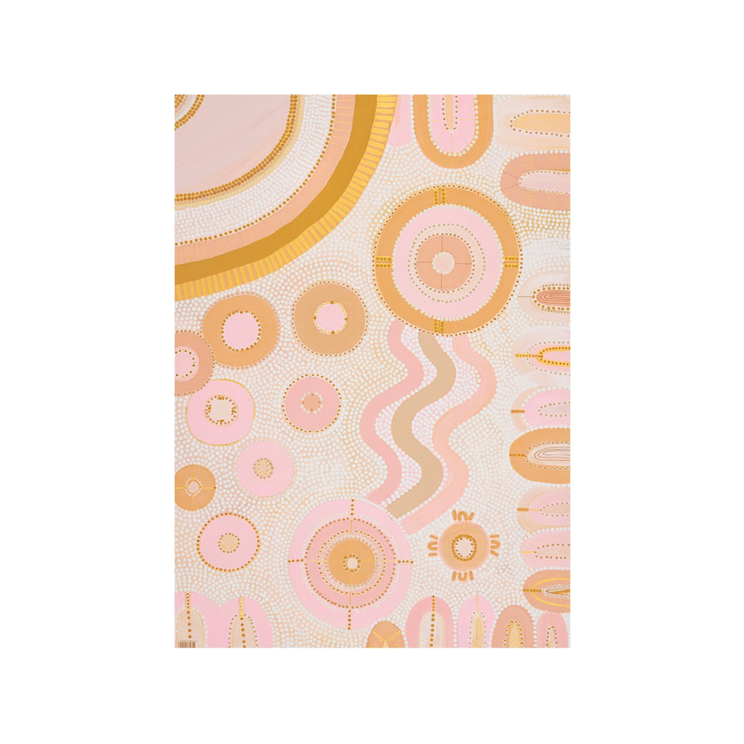 Eco friendly, 100% recycled, Australian made wrapping paper featuring stunning artwork by contemporary Australian Aboriginal artist Natalie Jade. Carbon offset, with 10% of profits aiding native wildlife.