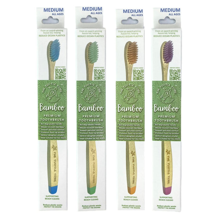 Turtle Tribe Premium Bamboo Toothbrush. Say no to plastic with this dentist designed bamboo toothbrush handle, soft bristles and suitable for all ages. Funds are donated to Ocean Crusaders who help clean up the plastic in  our oceans.
