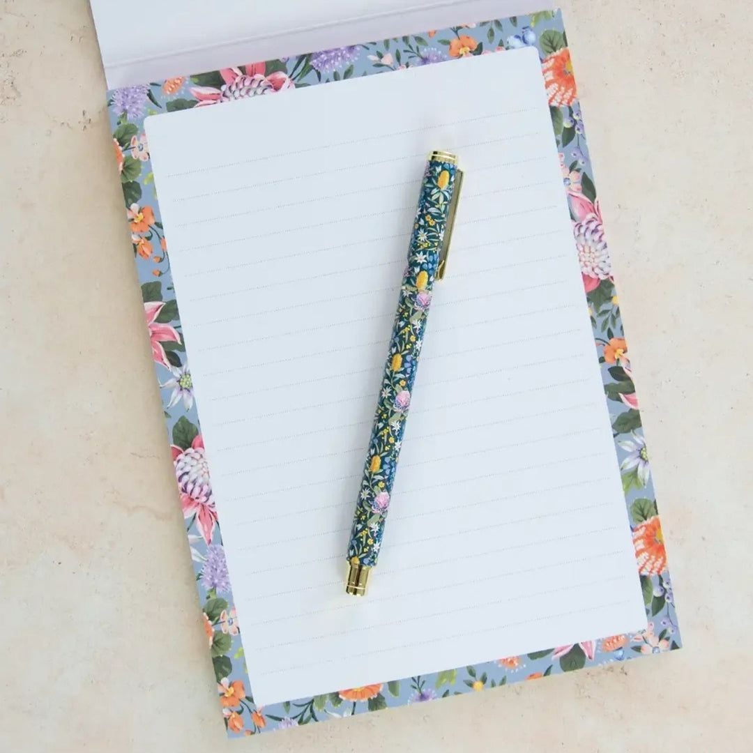 Earth Greetings Abundance A5 Lined Writing Pad. Eco friendly, Australian Made, 100% recycled writing paper. Write lovely letters and pretty up your desk space with this luxurious A5 Writing Pad.