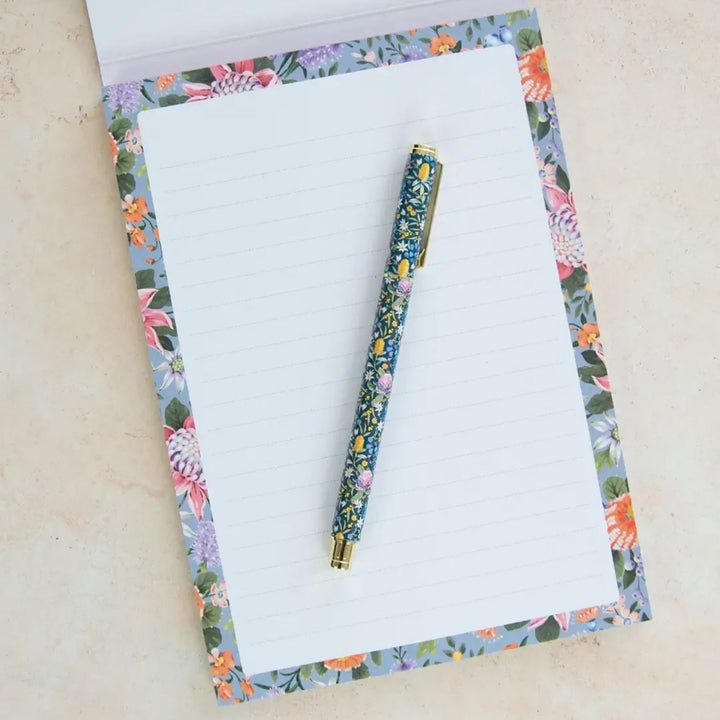 Earth Greetings Abundance A5 Lined Writing Pad. Eco friendly, Australian Made, 100% recycled writing paper. Write lovely letters and pretty up your desk space with this luxurious A5 Writing Pad.