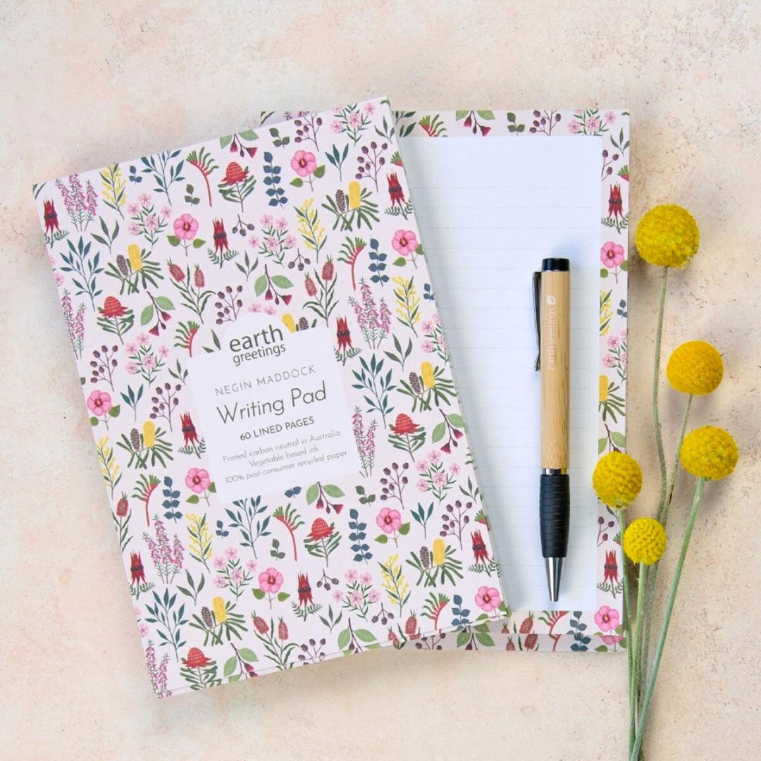 Eco friendly, Australian Made, 100% recycled writing paper. Write lovely letters and pretty up your desk space with this luxurious A5 Writing Pad.