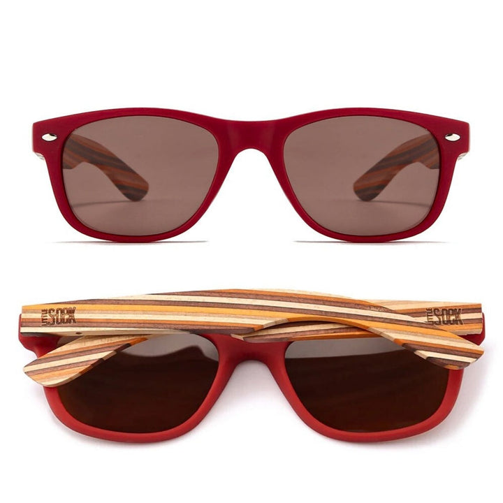 Sustainable SOEK Sunglasses for Kids - Little Avalon Red Sunnies with Polarised Lens for Age 7-10. Stylish, sustainable eyewear that gives back — SOEK plants one tree for every pair sold. Look good, do good, and help reforest the planet with every purchase.